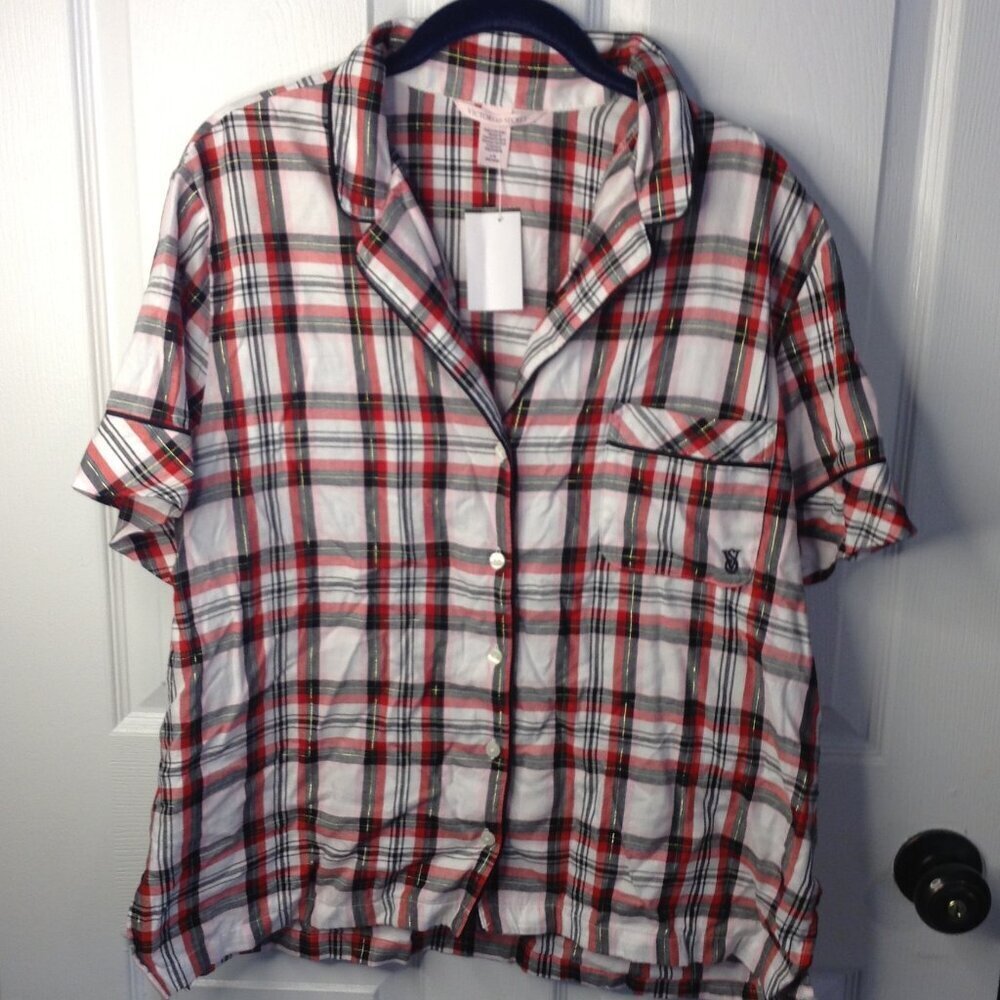 Victoria Secrets L 2pcs Shorty PJ set Cotton/Modal Plaid Girhoodcore Sleepover